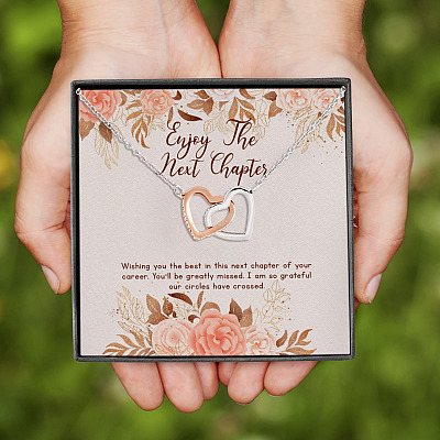 Wishing You the Best in Your New Job Colleague Farewell Gift Interlocking Heart Pendant Necklace