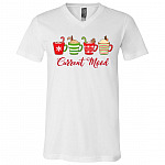 Christmas Current Mood Spirit Hot Cocoa Chocolate Cozy T-Shirt V-Neck Youth Tee, White, V-Neck T-Shirt