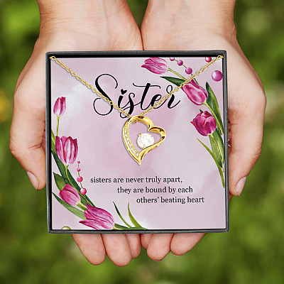 Sisters Forever Never Apart Always By Your Side Gift Forever Love Pendant Necklace