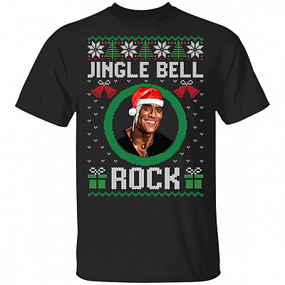 Jingle Bell Jingle Bell Jingle Bell Rock Funny The Rock Ugly Christmas Sweater Style T-Shirt, Black, Unisex T-Shirt