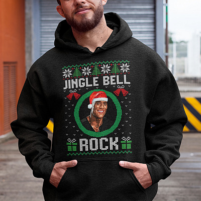 Alternative view of Jingle Bell Jingle Bell Jingle Bell Rock Funny The Rock Ugly Christmas Sweater Style Sweatshirt - Hoodie