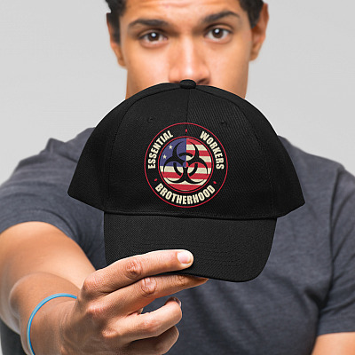 Alternative view of Essential Workers Brotherhood Essential Employee American 2020 Twill Cap - High-Profile Snapback Hat