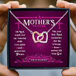 A Mother's Prayer For My Daughter Faith Hope Love Christian Cross Jewelry Gift Interlocking Hearts Necklace