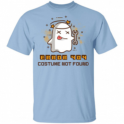 Error 404 Costume Not Found Halloween T-Shirt - Funny Halloween Ghost Shirt Gifts, Light Blue, Unisex T-Shirt