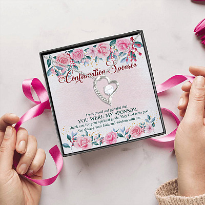 Alternative view of Confirmation Sponsor Gifts Thank You for Spiritual Guidance Forever Love Pendant Necklace