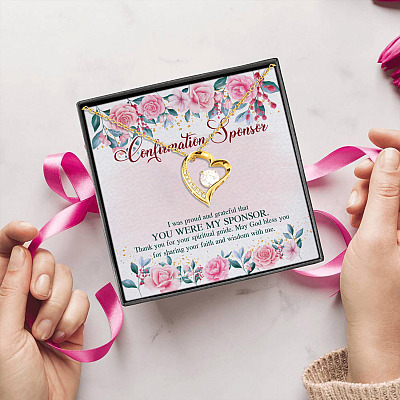 Confirmation Sponsor Gifts Thank You for Spiritual Guidance Forever Love Pendant Necklace