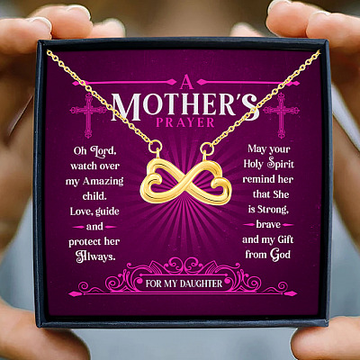 A Mother's Prayer For My Daughter Faith Hope Love Christian Cross Jewelry Gift Infinity Heart Pendant Necklace