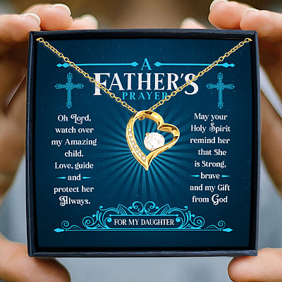 A Father's Prayer For My Daughter Faith Hope Love Christian Cross Jewelry Gift Forever Love Pendant Necklace