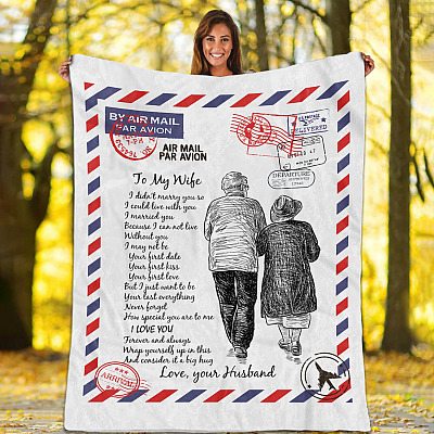 Alternative view of Airmail To My Wife Love Your Husband Letters Fleece Blanket - Premium Sherpa Blanket - Woven Blanket