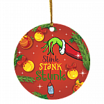 Grinch Hand Stink Stank Stunk Ornament, White, Circle Ornament