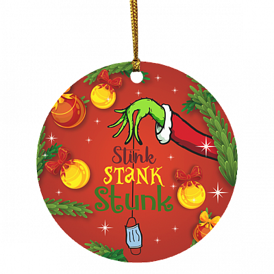 Grinch Hand Stink Stank Stunk Ornament, White, Circle Ornament