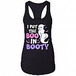 I Put the B-oo In Booty Funny Ghost Cotton Tank Top Tee - Ladies Racerback Tank, Black, Ladies Racerback Tank