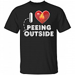 I Love Peeing Outside Shirt - Funny Heart Hiking Camping Shirt - Outdoor Camper Gifts, Black, Unisex T-Shirt