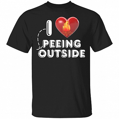 I Love Peeing Outside Shirt - Funny Heart Hiking Camping Shirt - Outdoor Camper Gifts, Black, Unisex T-Shirt