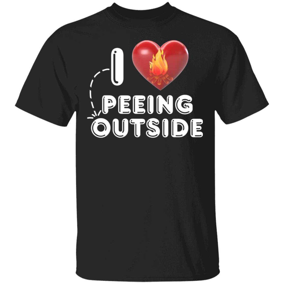 I Love Peeing Outside Shirt - Funny Heart Hiking Camping Shirt - Outdoor Camper Gifts, Black, Unisex T-Shirt