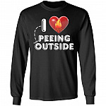 I Love Peeing Outside Hoodie - Sweatshirt - Long Sleeve Shirt - Funny Hiking Camping Shirt - Camper Gifts, Black, Long Sleeve