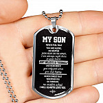 My Son Just Believe In Yourself And Remember You Only Fail When You Stop Trying Dog Tag Pendant Necklace - Dog Tag (Silver) My Son Just Believe In Yourself And Remember You Only Fail When You Stop Trying Dog Tag Pendant Necklace - Dog Tag (Silver)