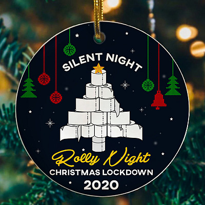 Alternative view of Silent Night Rolly Night Circle Ornament Keepsake - Funny 2020 Pandemic Circle Ornament