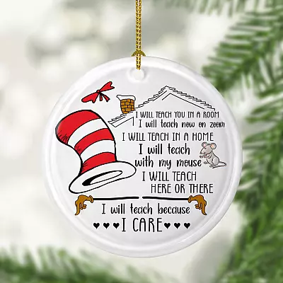 Alternative view of I Will Teach You In A Room I Will Teach Now Circle Ornament Keepsake - Funny 2020 Teacher Ornament