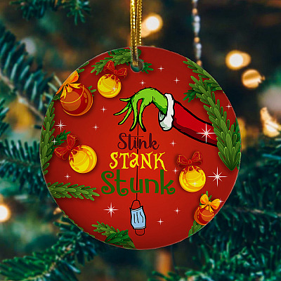 Alternative view of Stink Stank Stunk 2020 Christmas Tree Green-ch Hand Hold Ornament - Funny 2020 Christmas Quarantine Ornament