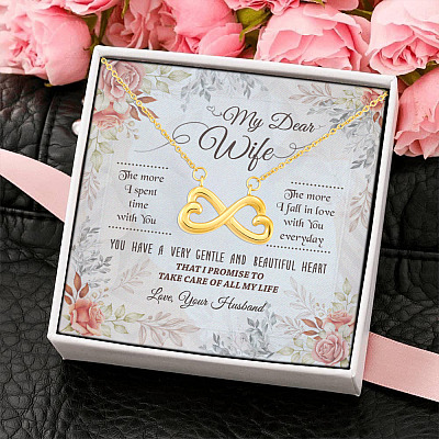 Husband To My Dear Wife The More I Spend Time With You the More I Fall In Love Infinity Heart Pendant Necklace