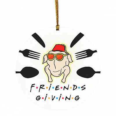 Friendsgiving 2020 Decorative Christmas Ornament Keepsake - Holiday Flat Circle Ornament, White, Circle Ornament