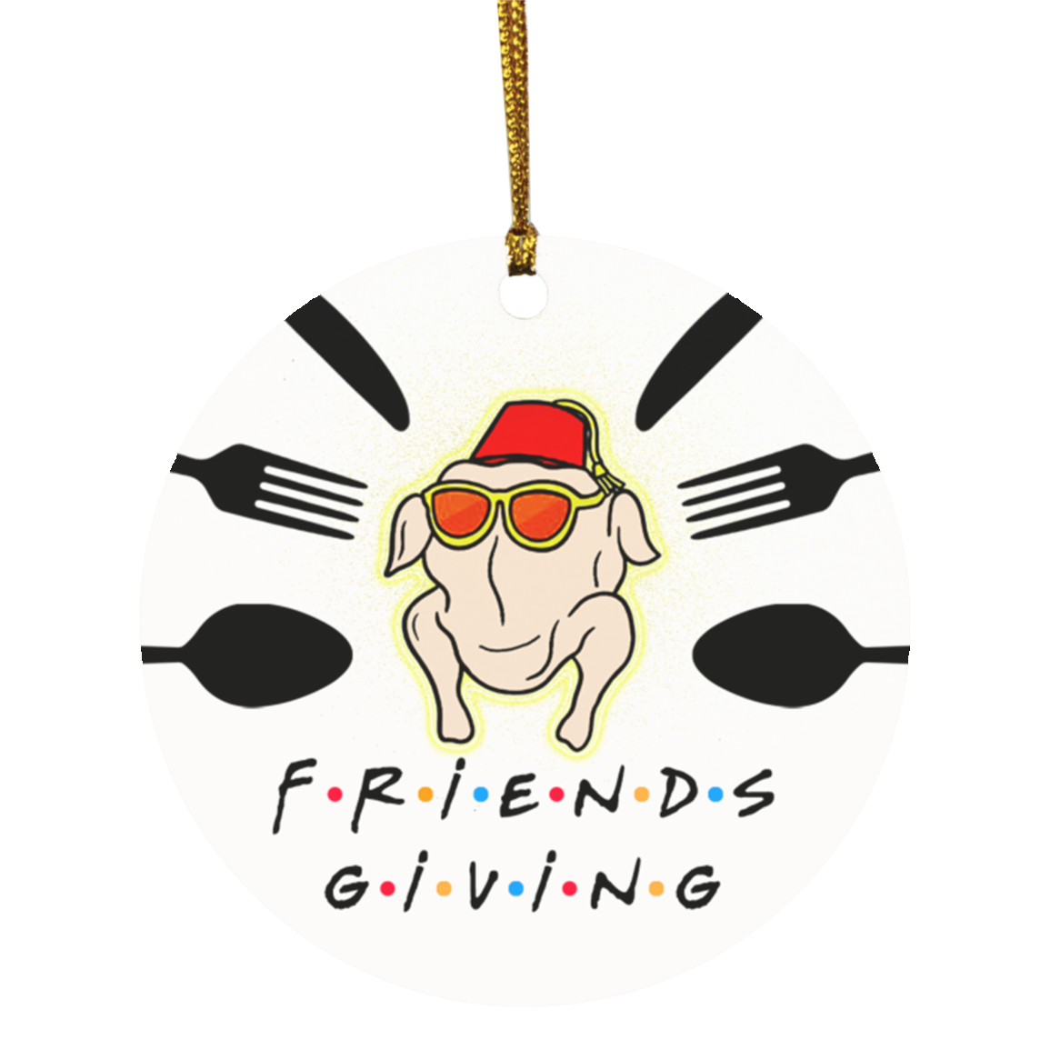 Friendsgiving 2020 Decorative Christmas Ornament Keepsake - Holiday Flat Circle Ornament, White, Circle Ornament