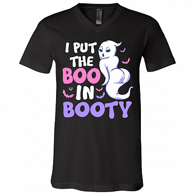I Put the B-oo in Booty Funny Ghost T-Shirt - V-Neck Tee, Black, V-Neck T-Shirt