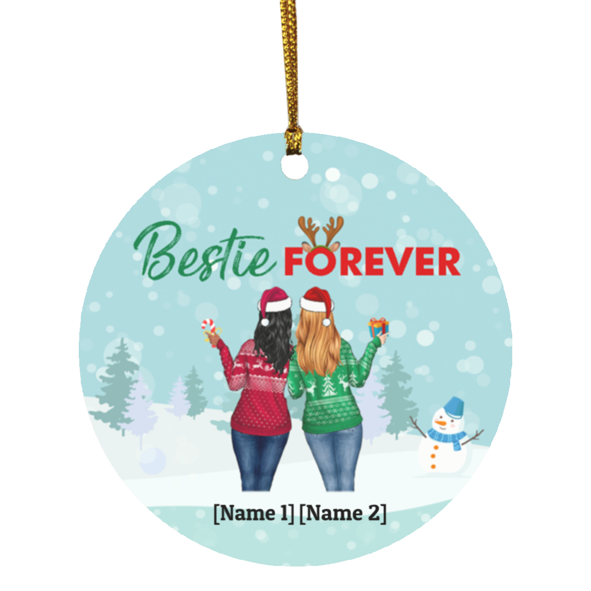 Personalized Besties Christmas Ornament Bestie Forever Decorative Christmas Ornament - Flat Circle Ornament, White, Circle Ornament Personalized Besties Christmas Ornament Bestie Forever Decorative Christmas Ornament - Flat Circle Ornament, White, Circle Ornament