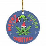 Merry Juana Christmas Ornament, White, Circle Ornament