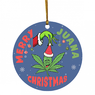 Merry Juana Christmas Ornament, White, Circle Ornament