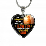 Dad To My Daughter Never Forget that I Love You You Will Always Be Daddy's Little Girl Heart Pendant Necklace - Heart Luxury Necklace (Silver)