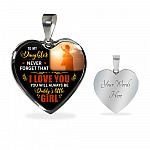 Dad To My Daughter Never Forget that I Love You You Will Always Be Daddy's Little Girl Heart Pendant Necklace - Heart Luxury Necklace (Silver)