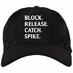 Block Release Catch Spike Football Fan Twill Cap - High-Profile Snapback Hat, Black, Brushed Twill Dad Cap