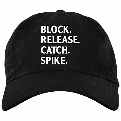 Block Release Catch Spike Football Fan Twill Cap - High-Profile Snapback Hat, Black, Brushed Twill Dad Cap