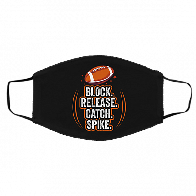 Block Release Catch Football Spike Movements for Fan Washable Reusable Custom - Printed Cloth Face Mask Cover, Black, Cloth Face Cover – Medium/Large