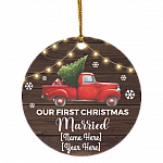 Personalized Our First Christmas Married 2020 Decorative Christmas Ornament - Holiday Flat Circle Ornament, White, Circle Ornament Personalized Our First Christmas Married 2020 Decorative Christmas Ornament - Holiday Flat Circle Ornament, White, Circle Ornament