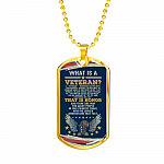 What Is A Veteran Active Duty Discharged Retired Reserve That Is Honor Dog Tag Pendant Necklace - Dog Tag (Gold Plated)