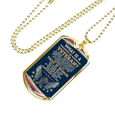 What Is A Veteran Active Duty Discharged Retired Reserve That Is Honor Dog Tag Pendant Necklace - Dog Tag (Gold Plated)