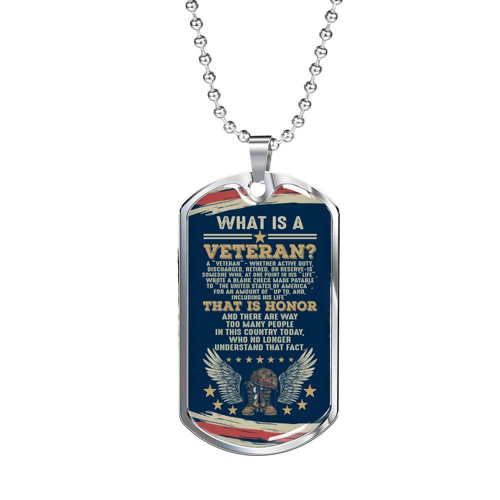 What Is A Veteran Active Duty Discharged Retired Reserve That Is Honor Dog Tag Pendant Necklace - Dog Tag (Silver)