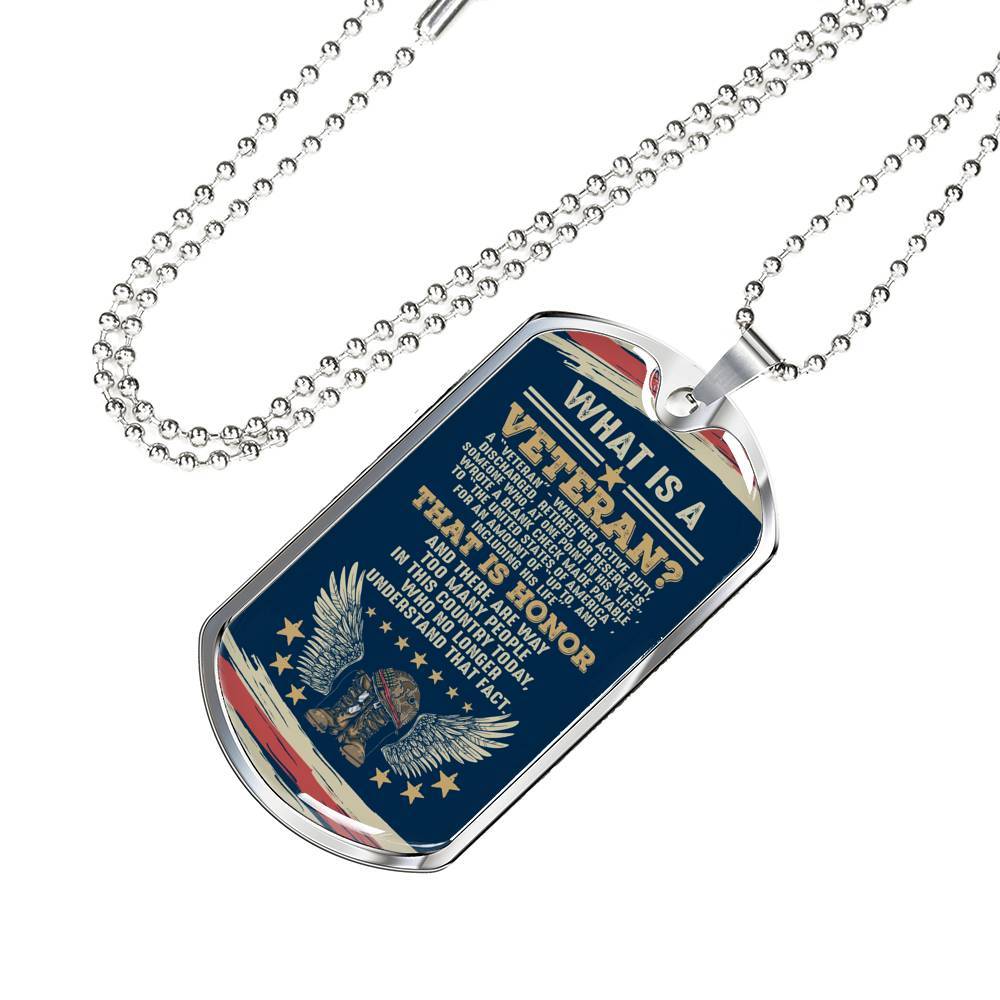 What Is A Veteran Active Duty Discharged Retired Reserve That Is Honor Dog Tag Pendant Necklace - Dog Tag (Silver)