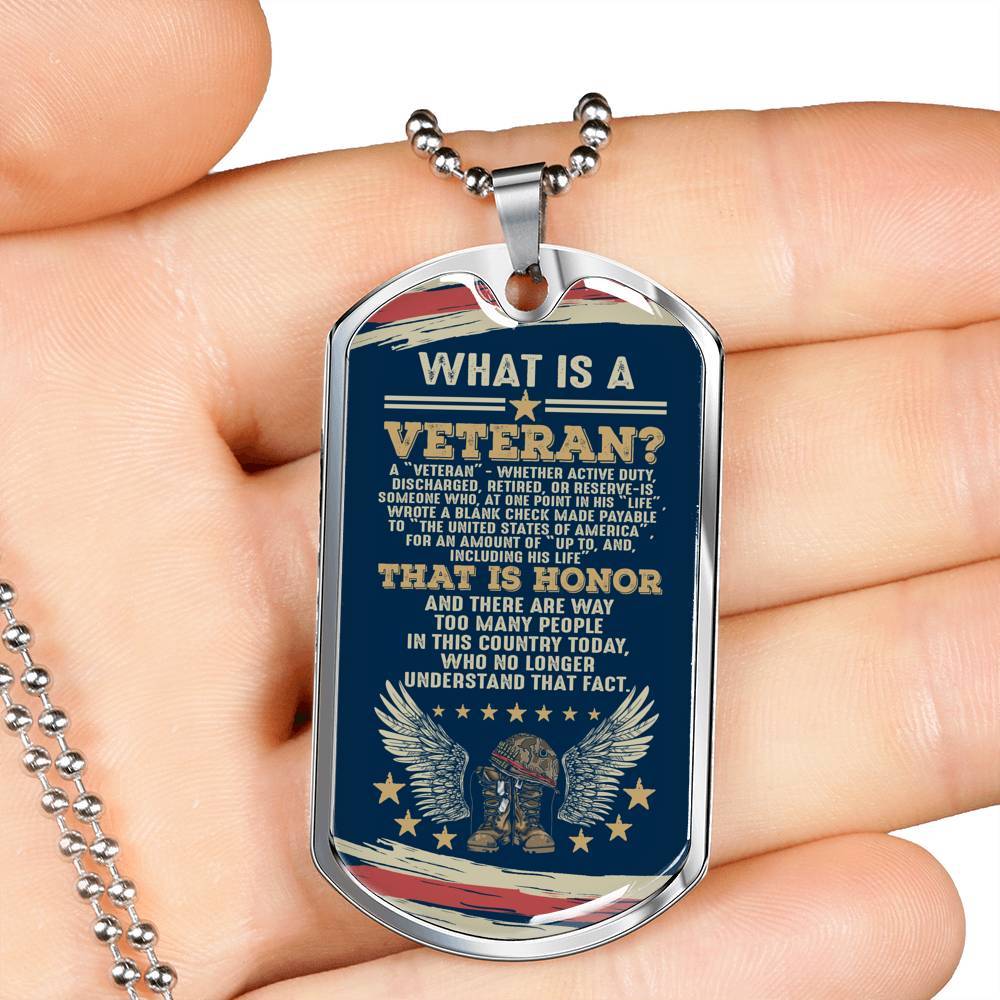 What Is A Veteran Active Duty Discharged Retired Reserve That Is Honor Dog Tag Pendant Necklace - Dog Tag (Silver)