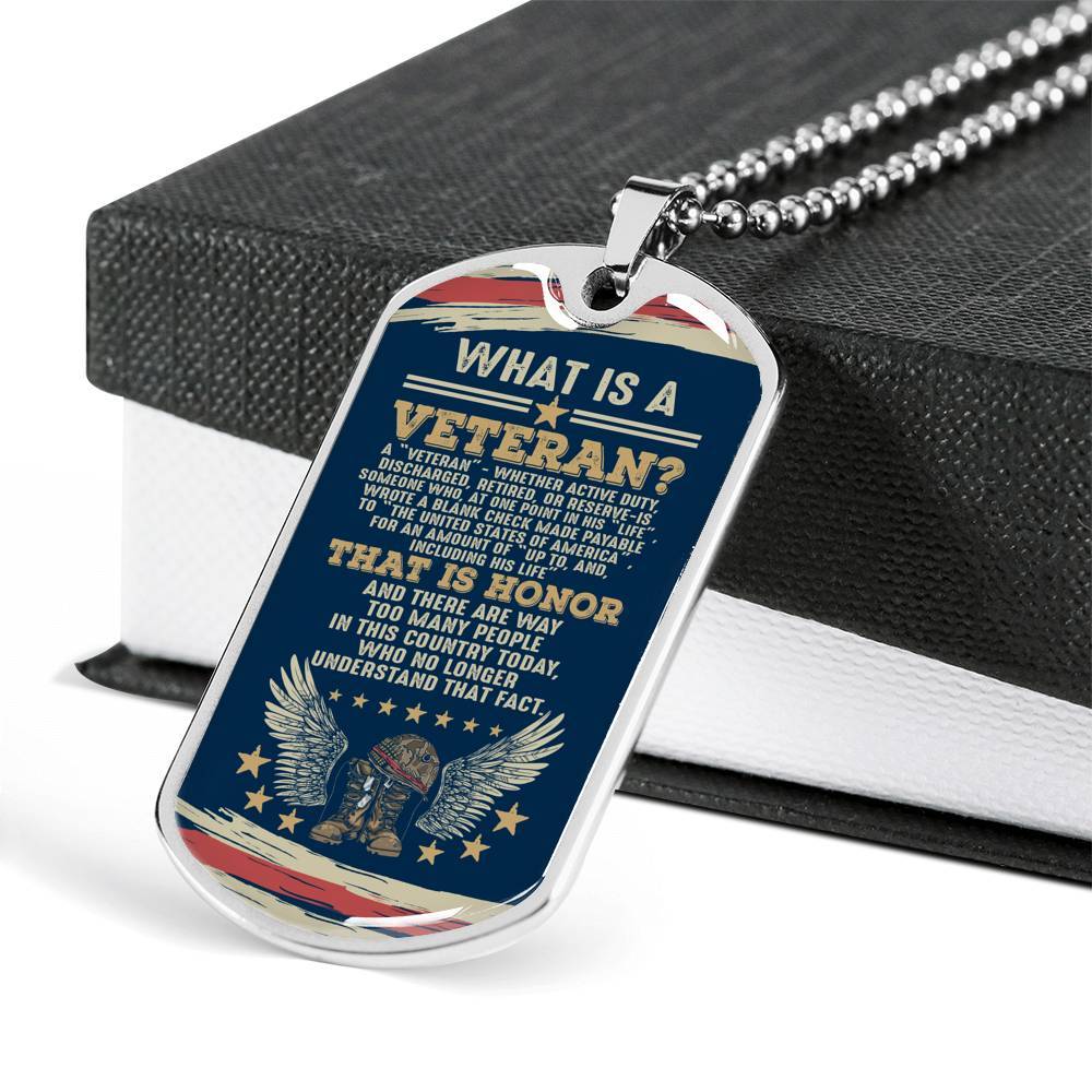 What Is A Veteran Active Duty Discharged Retired Reserve That Is Honor Dog Tag Pendant Necklace - Dog Tag (Silver)