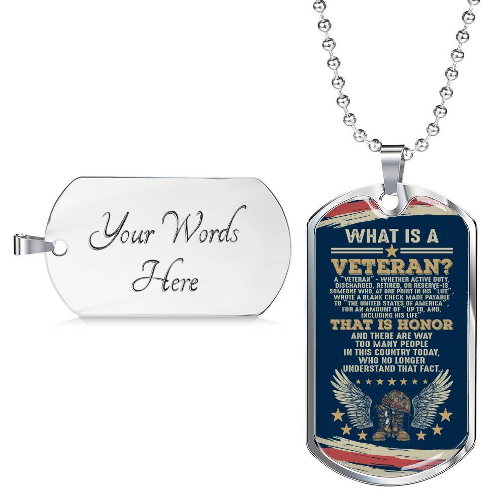What Is A Veteran Active Duty Discharged Retired Reserve That Is Honor Dog Tag Pendant Necklace - Dog Tag (Silver)