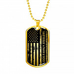 God Family Badass Veteran Dog Tag Pendant Necklace - US Veteran Gifts - Dog Tag (Gold Plated)