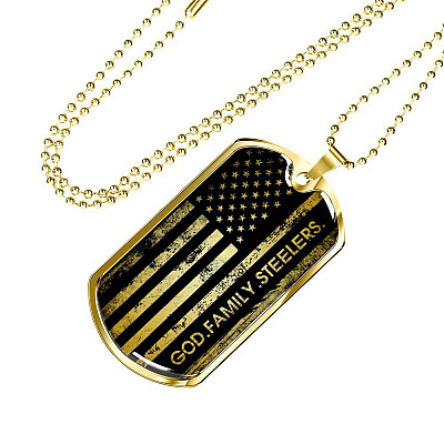 God Family Badass Veteran Dog Tag Pendant Necklace - US Veteran Gifts - Dog Tag (Gold Plated)