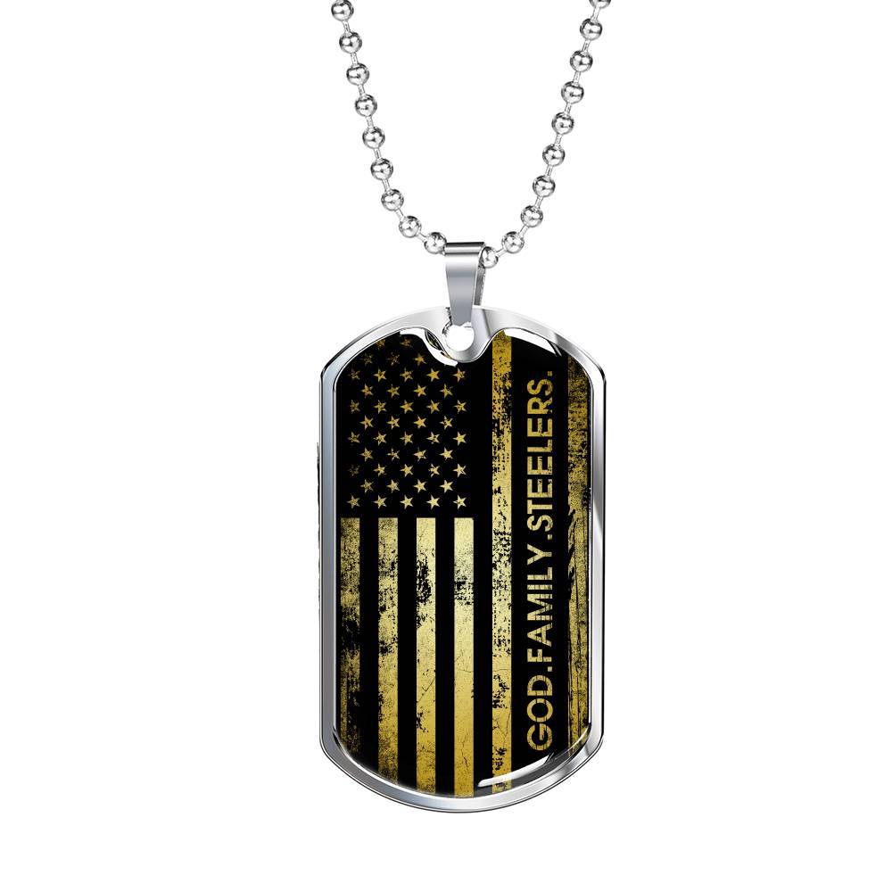 God Family Badass Veteran Dog Tag Pendant Necklace - US Veteran Gifts - Dog Tag (Silver)