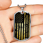 God Family Badass Veteran Dog Tag Pendant Necklace - US Veteran Gifts - Dog Tag (Silver)