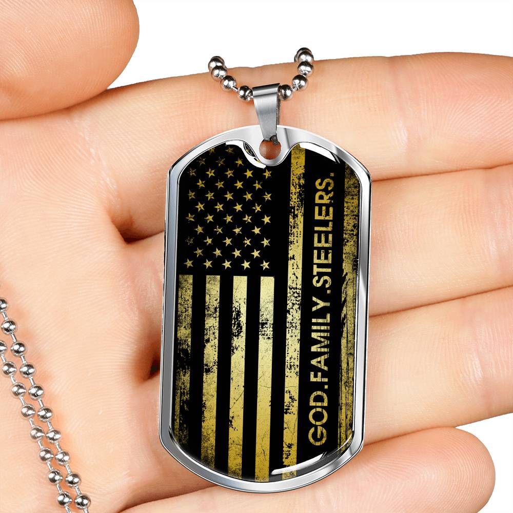 God Family Badass Veteran Dog Tag Pendant Necklace - US Veteran Gifts - Dog Tag (Silver)