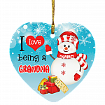Personalized I Love I Being A Grandma Grandmother Gift Christmas Flat Holiday Heart Ornament Keepsake, White, SUBORNH Heart Ornament
